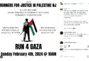 Run 4 Justice (4 Palestine) Sunday Feb. 4, Liberty Park, Jersey City, 10 am