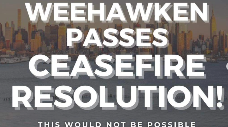 Cease Fire Keep Walking!  Victory in Weehawken!  Ceaes Fire Measure Passes