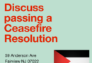 Support Ceasefire Resolution! Fairview City Hall, Tue Feb 20, 6pm Fairview Boro Hall