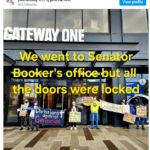 Pax Christi and Allies Keeping Booker’s Office Pinned on Wednesday’s – Booker’s Not Home – #StopArmingIsrael