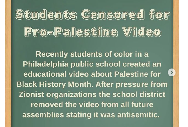 Why is Zionism Dictating School Projects of Public School Students of Color in Philadelphia?