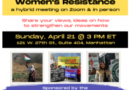 A Salute to Women’s Resistance Sun., April 21 hybrid meeting @ 3PM ET NYC