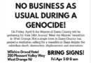 To Essex County Mayors: No Biz As Usual During Genocide! West Orange, Fri. Apr 5, 8 am, NJ