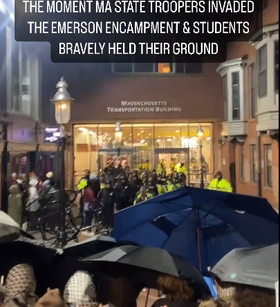 Emerson Campus Invaded by MA State Troopers – Students Hold Their Ground – 100 Arrests Reported