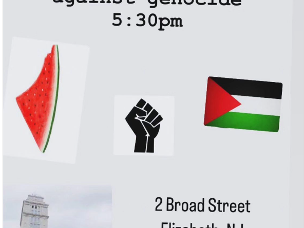 Elizabeth Workers 4 Palestine May Day Rally, Wed. May 1, 5:30 pm, 2 Broad St. (Union Co. Courthouse)