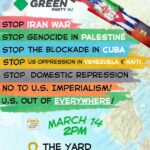 Green Party of NJ: RALLY FOR PEACE, Saturday March 14, 2pm, New Brunswick